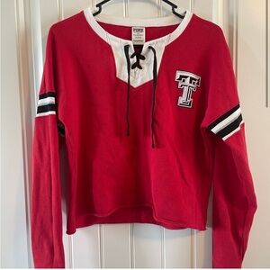 Victoria's Secret Texas Tech Lace-Up Crop Hoodie